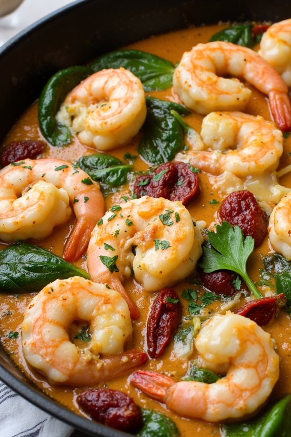 creamy shrimp in tuscan sauce