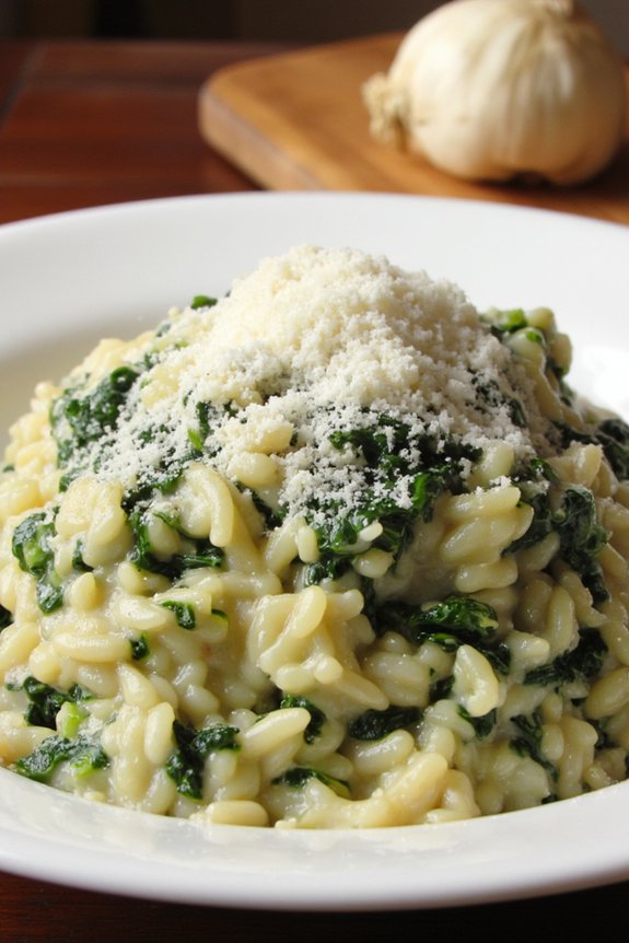 creamy spinach garlic risotto