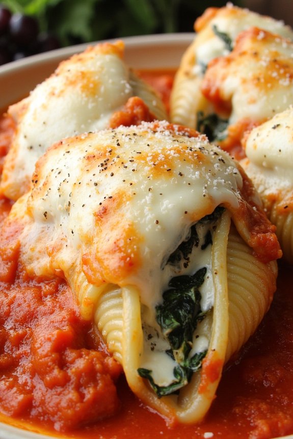 creamy spinach garlic shells