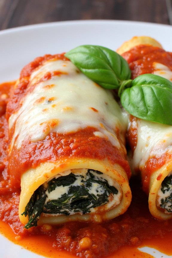 creamy spinach ricotta cannelloni