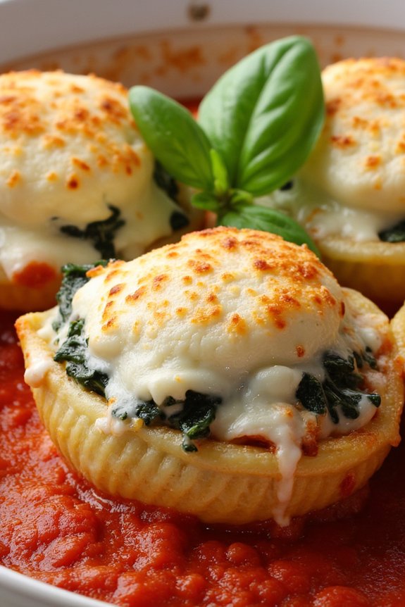 creamy spinach ricotta shells
