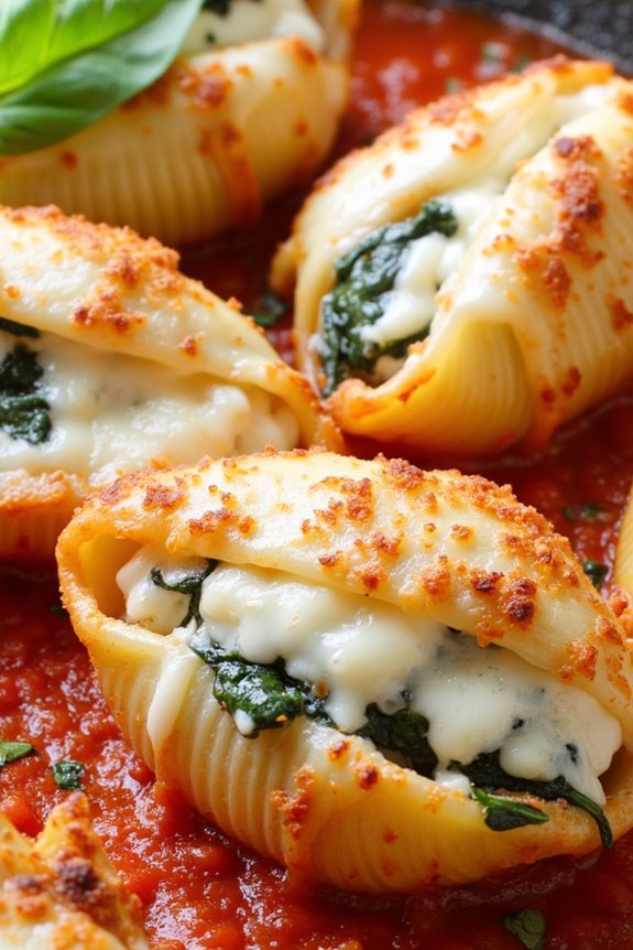 creamy spinach ricotta shells