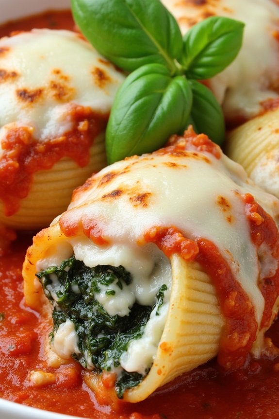 creamy spinach ricotta shells
