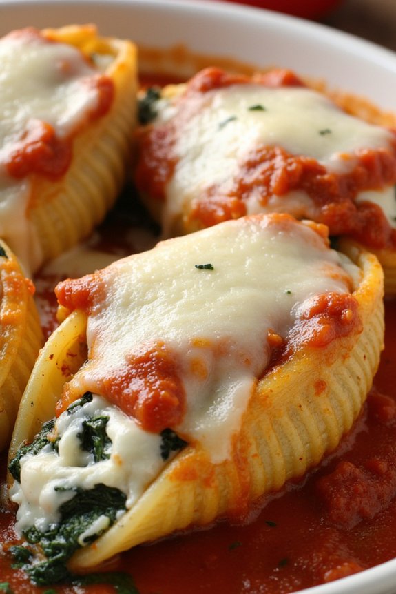 creamy spinach ricotta shells