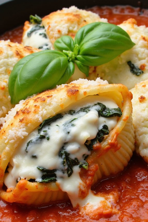 creamy spinach ricotta shells