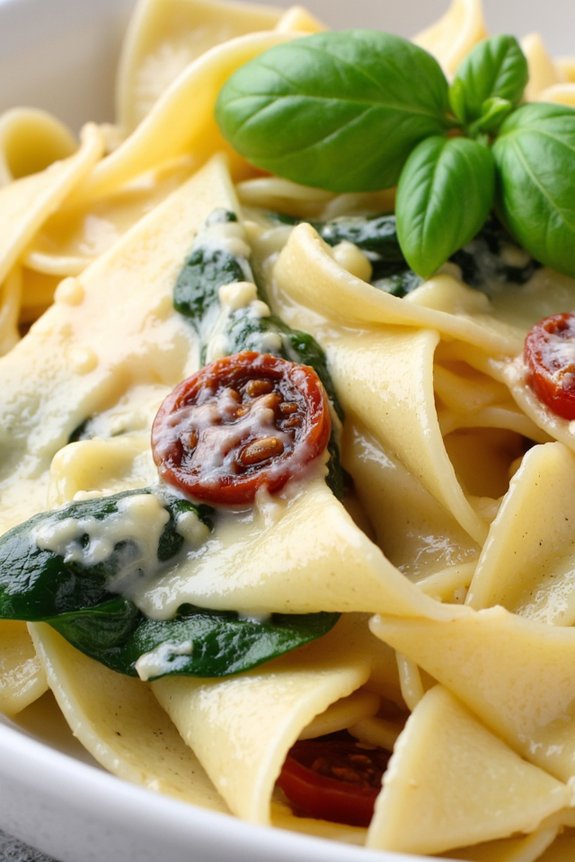 creamy spinach tomato pasta