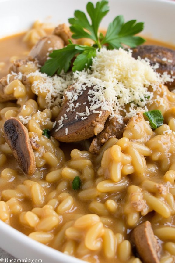 creamy turkey mushroom risotto