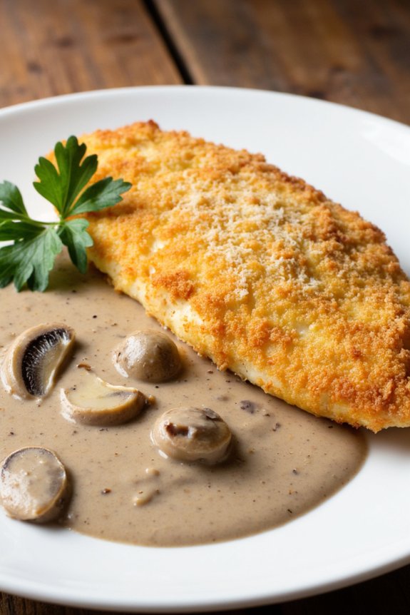crispy chicken with mushroom sauce