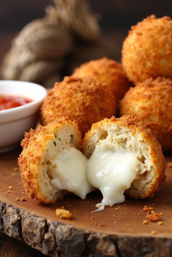 crispy mozzarella filled rice balls