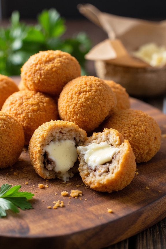 crispy mushroom parmesan rice balls