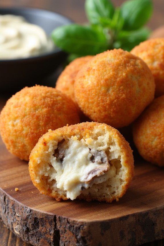 crispy mushroom truffle rice balls