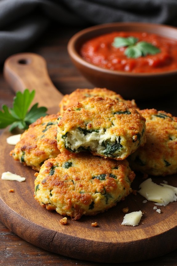 crispy spinach parmesan fritters