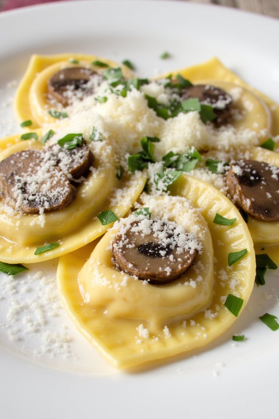 decadent homemade mushroom ravioli