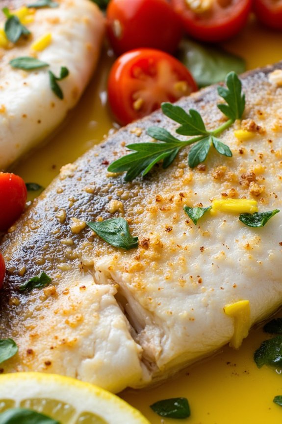 delicate fish vibrant tomatoes