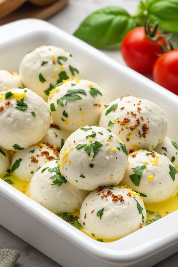 deliciously marinated mozzarella balls
