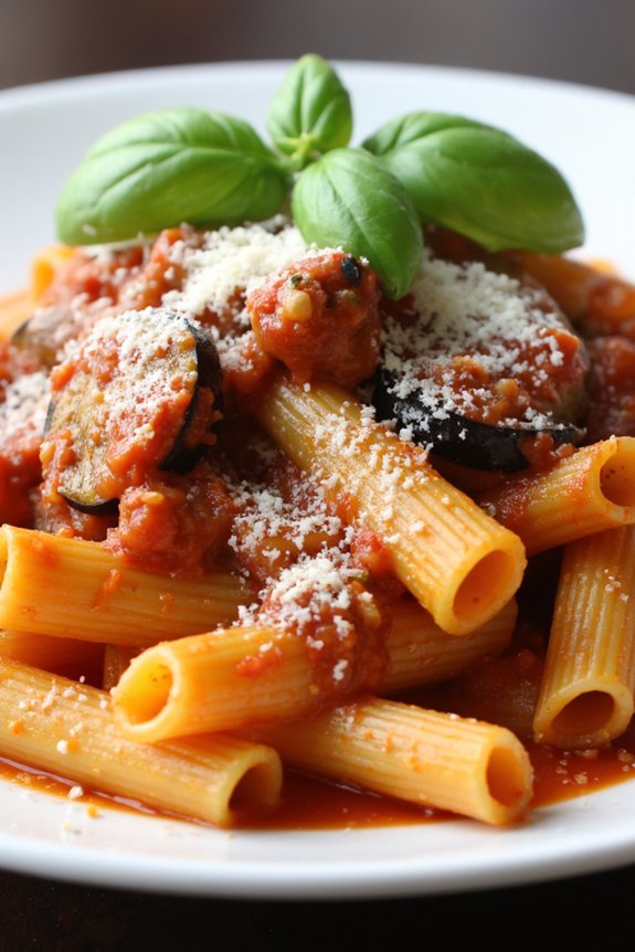 delightful eggplant tomato pasta