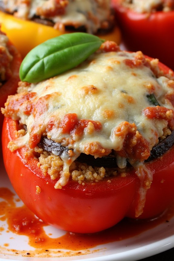 eggplant parmesan stuffed peppers