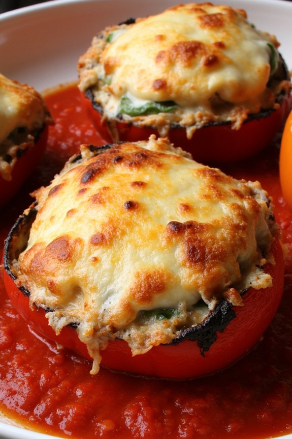 eggplant parmesan stuffed peppers