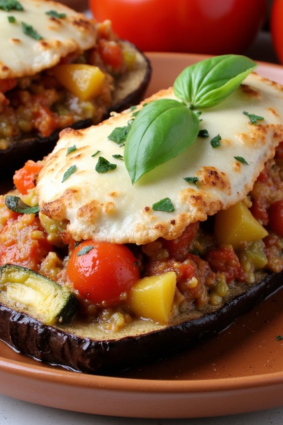 eggplant stuffed with ratatouille