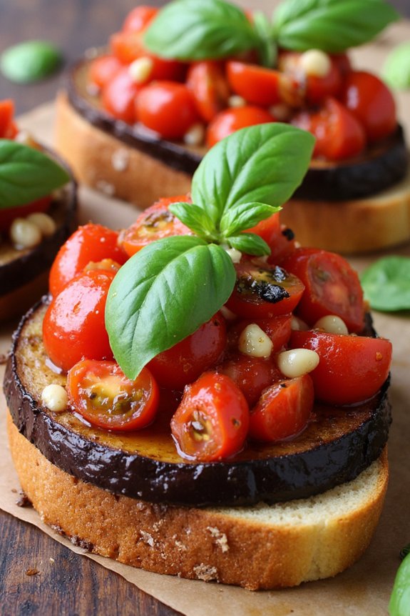 eggplant tomato bruschetta appetizer