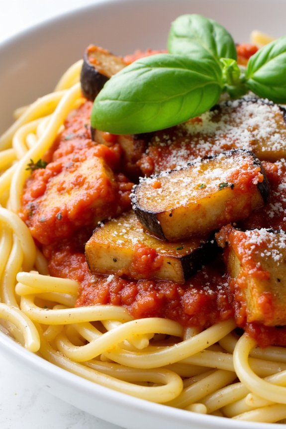 eggplant tomato pasta delight