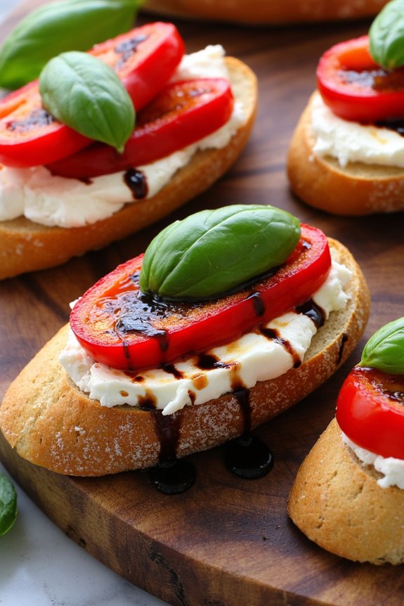 elegant roasted pepper crostini