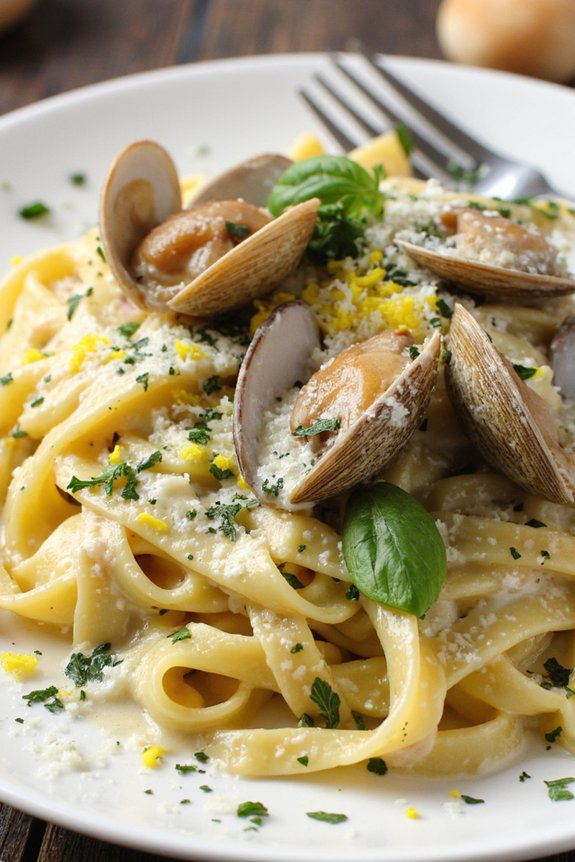 fettuccine clams herb sauce