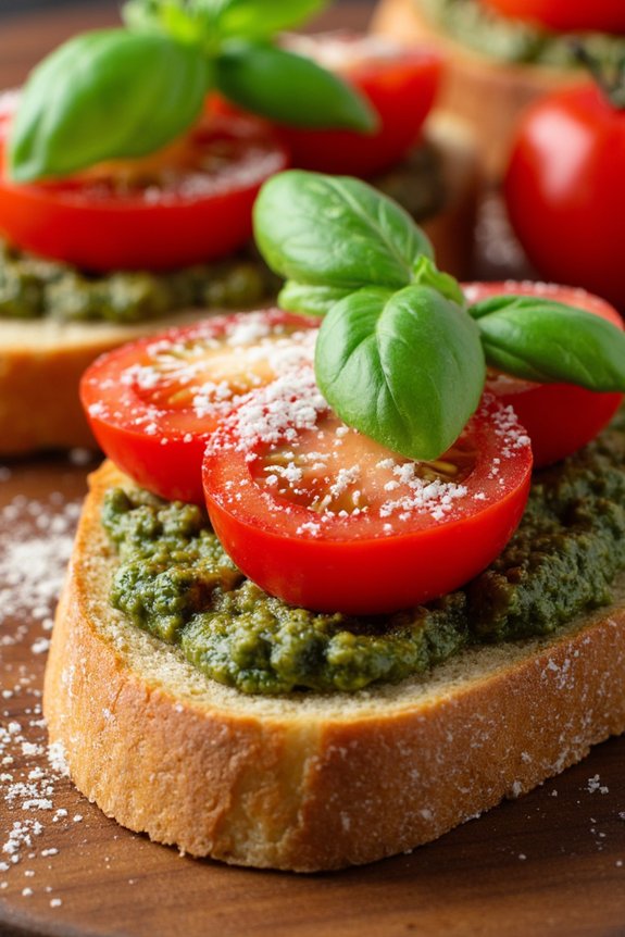 flavorful tomato pesto bruschetta
