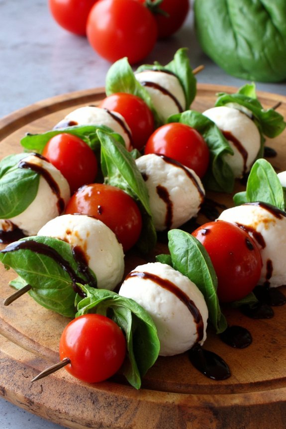 fresh mozzarella basil skewers