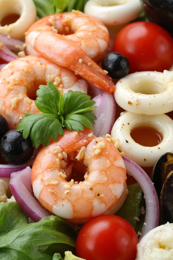 fresh seafood with lemon dressing
