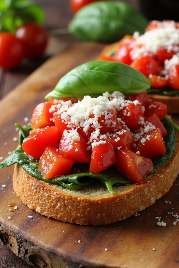 fresh spinach tomato bruschetta