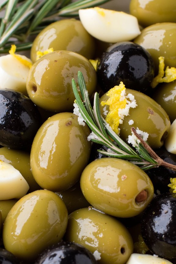 garlic herb marinated olives