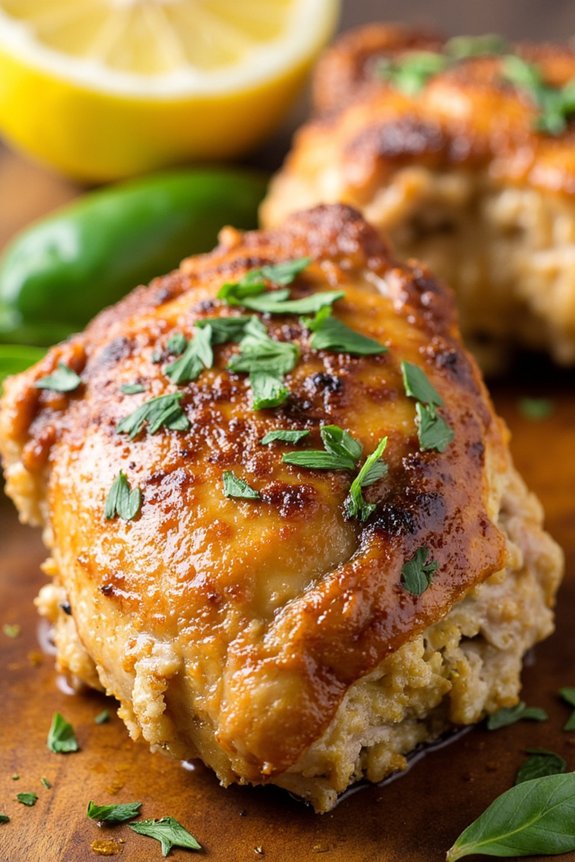 garlic herb stuffed chicken thighs