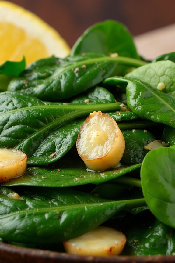 garlic infused saut ed spinach dish
