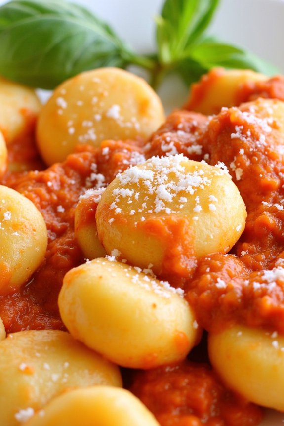 gnocchi with roasted pepper sauce