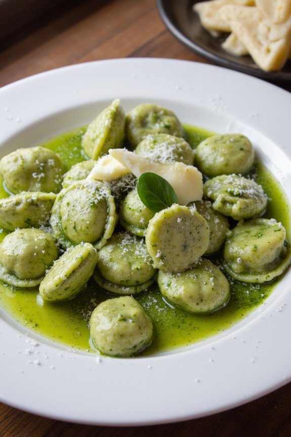 gnocchi with vibrant pesto sauce