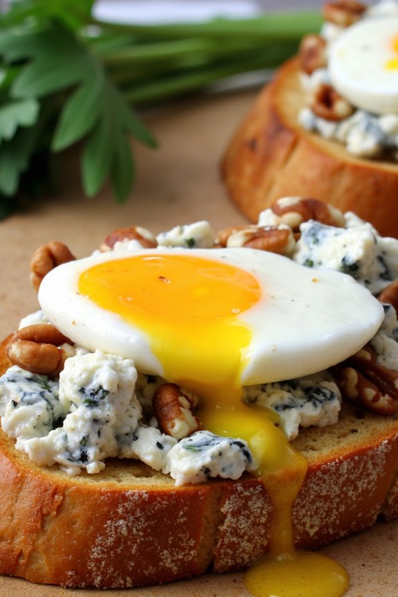 gorgonzola walnut egg bruschetta