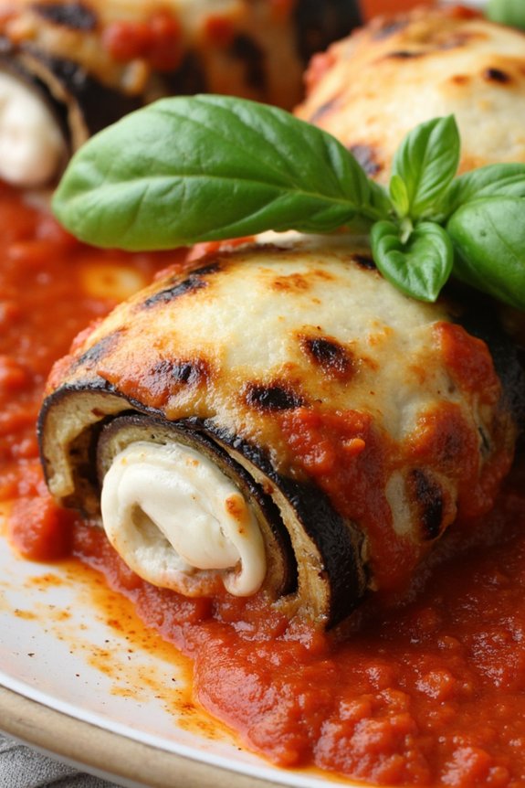 grilled eggplant cheese rolls