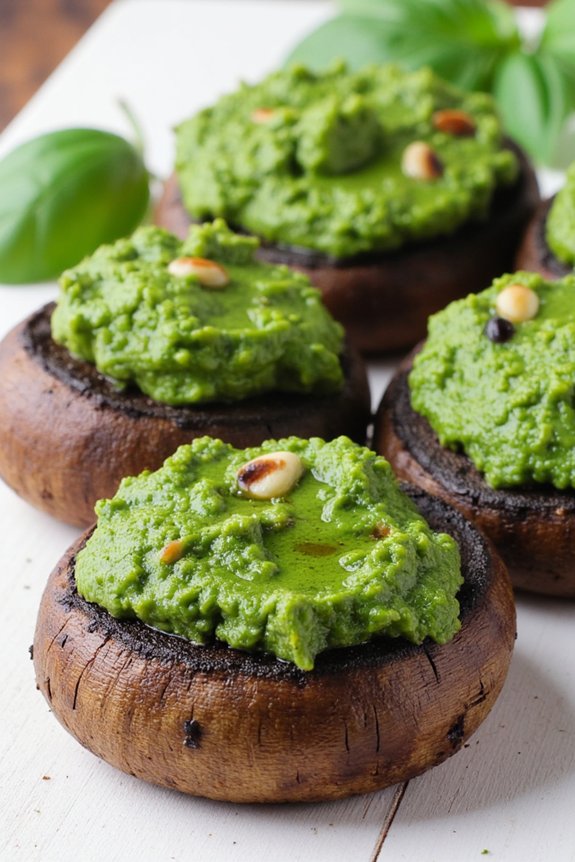 grilled mushrooms with homemade pesto