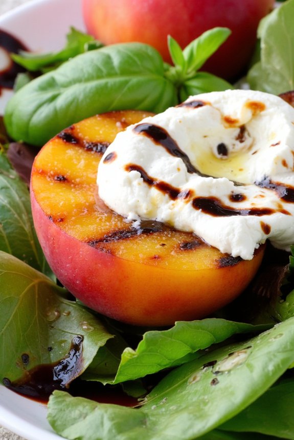 grilled peaches with burrata salad