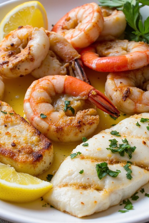 grilled seafood with garlic butter