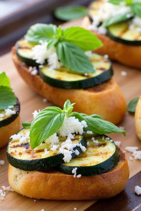 grilled zucchini mint bruschetta