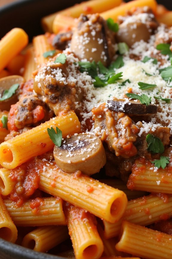 hearty beef mushroom pasta