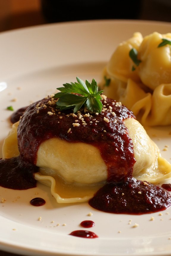 hearty beef mushroom ravioli