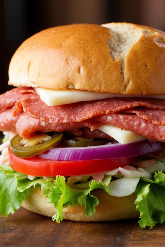 hearty italian salami sandwich