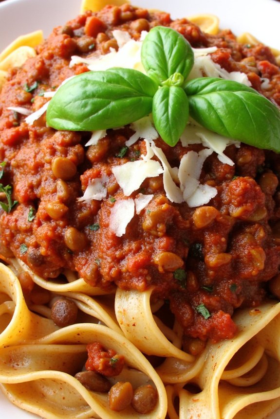 hearty lentil pasta dish