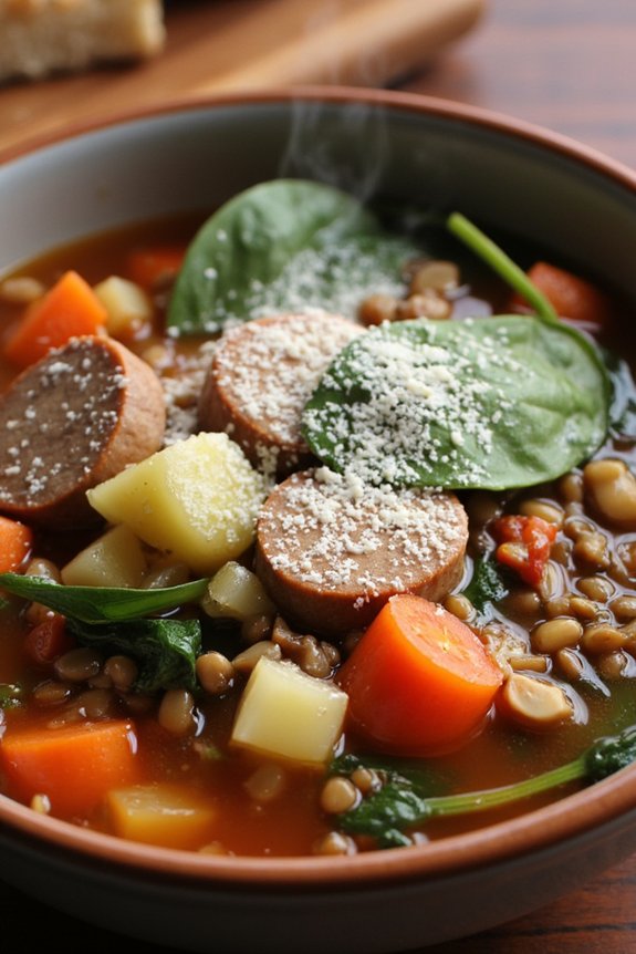 hearty lentil sausage soup