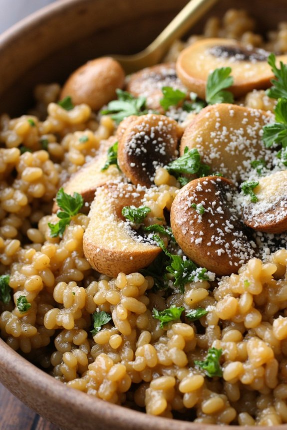 hearty mushroom farro bowl