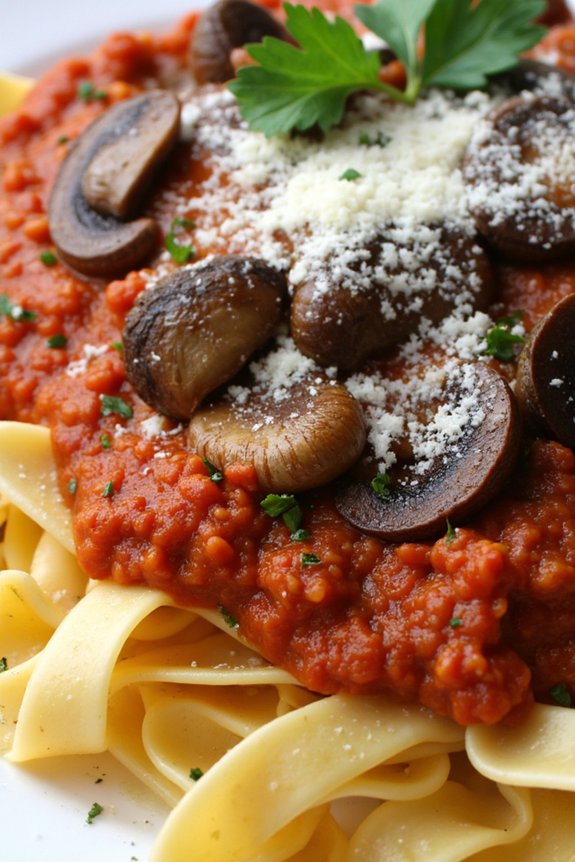 hearty mushroom pasta ragu