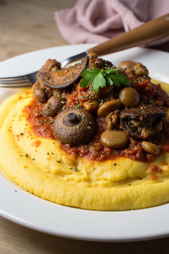 hearty mushroom polenta dish